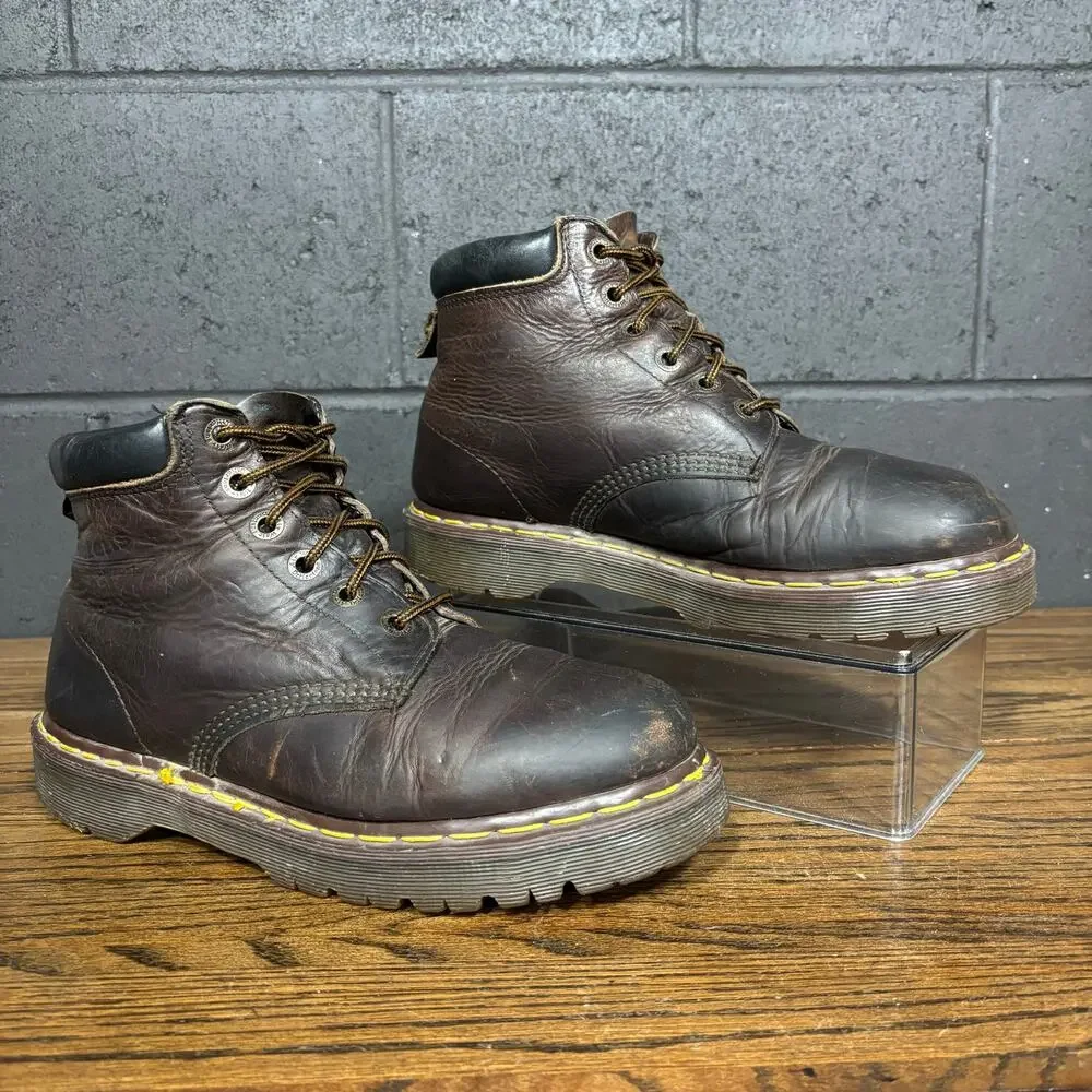 Vintage Dr Martens Made in England Men’s 9 Brown Leather 6 Eye Ankle Boots